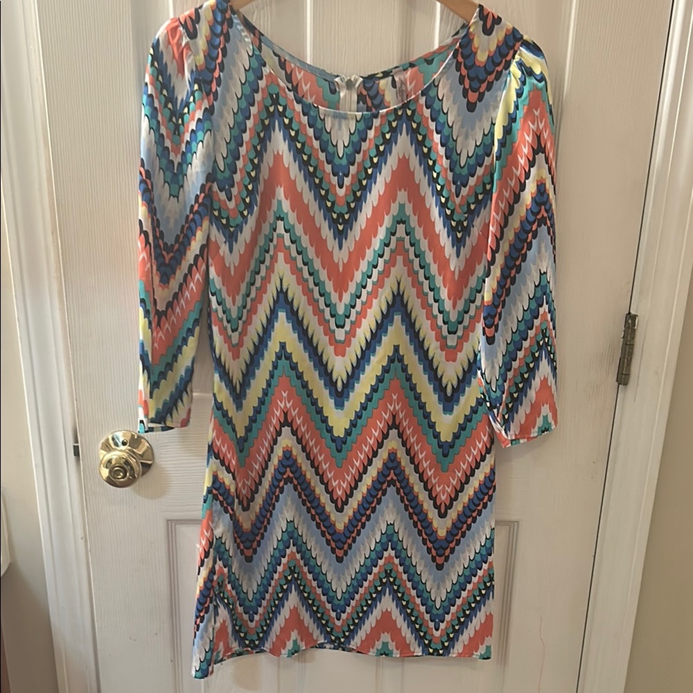 Chevron Patterned Multicolor Dress